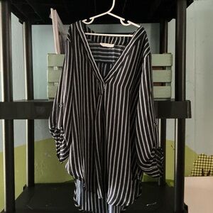 Lush Navy and White Striped Blouse